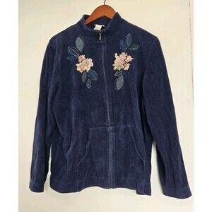 VTG Koret City Blues Blouse Womens L Top Floral Indie Floral Cottagecore Teacher